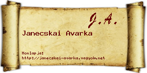 Janecskai Avarka névjegykártya